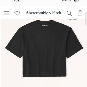NWT Abercrombie & Fitch Black Short Sleeve Cropped 100% Cotton T-Shirt